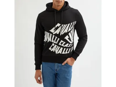 Cavalli Class Sweat à capuche en coton mélangé avec logo 