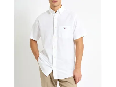 Gant Chemise Blanche À Manches Courtes En Oxford