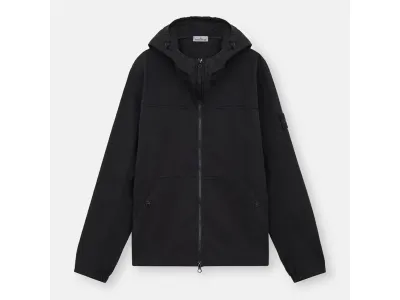 Stone Island Surchemise Noire À Capuche