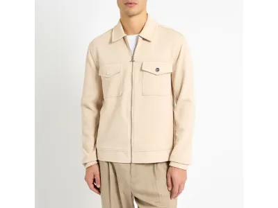Reiss Veste De Chemise Zippée En Interlock Stone Medina