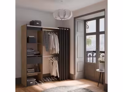 Armoire dressing extensible MOKA imitation chêne et noir