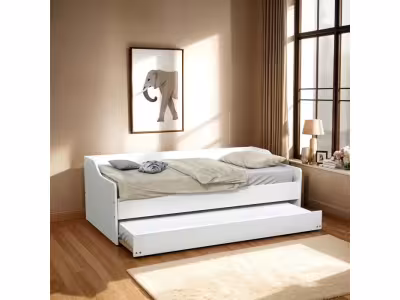 Lit gigogne 90x190 cm avec sommiers ALIX blanc