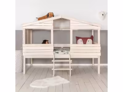  Lit cabane 90x200 cm avec sommier WILLY en pin massif 