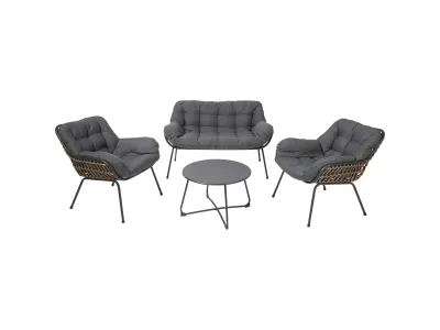 Salon de Jardin Bas en Aluminium Gris Foncé 4 pièces New Siena HYBA