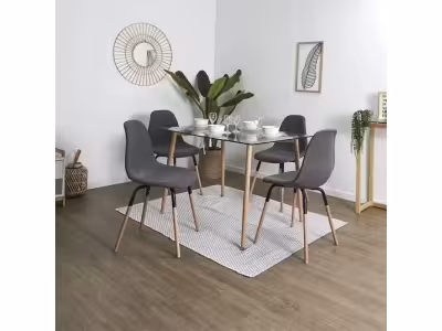 ALTOBUY Lot De 2 Chaises Tissu Gris Chiné Foncé Et Bois - Fluk