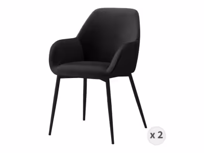 MOLOO DESIGN Gabin-fauteuil De Table En Velours Noir Et Métal Noir (x2)