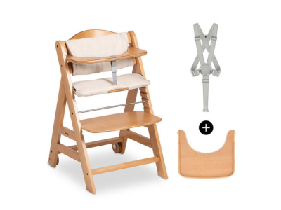 Chaise haute Beta+ avec accessoires - Bois - HAUCK
