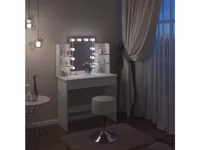 WOLTU Coiffeuse Avec Miroir LED À Luminosité Réglable, Table De Maquillage, 40 X 90 X 135cm, Blanc