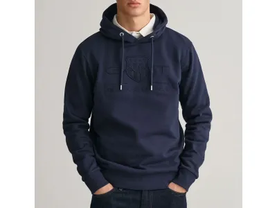 Gant sweat à capuche en coton à logo Tonal bleu marine