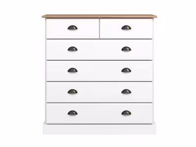 Commode 4+2 tiroirs STANFORD blanc et miel
