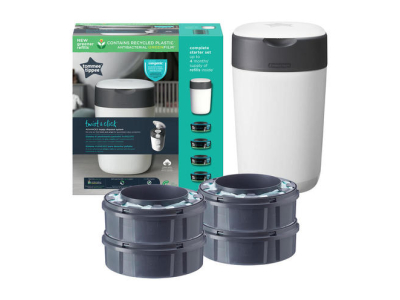 Pack poubelle à couches Twist & Click Blanc + 4 recharges - TOMMEE TIPPEE