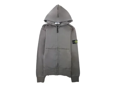 Stone Island Sweat À Capuche Zippé En Coton Molletonné