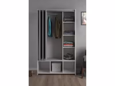 Kit dressing avec rideau gris L.105 cm OPTIMAL 2 blanc