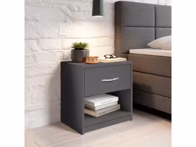 Chevet 1 niche 1 tiroir BART anthracite