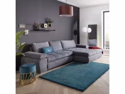 Canapé d'angle convertible méridienne droite ARGOS tissu Aston steel 13