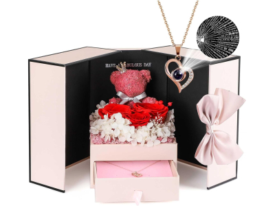 Rose Eternelle avec Bijoux avec Collier 