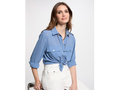 Chemise manches longues bleu gris