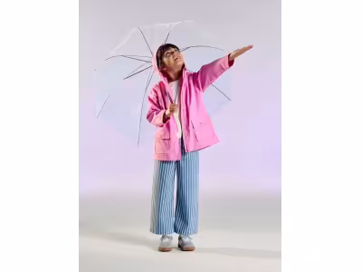 Ciré à capuche fille - rose