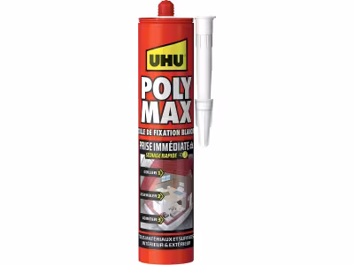 Colle mastic prise immédiate express UHU blanc cartouche 425g