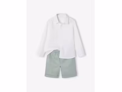 Ensemble céremonie chemise col Mao et bermuda
