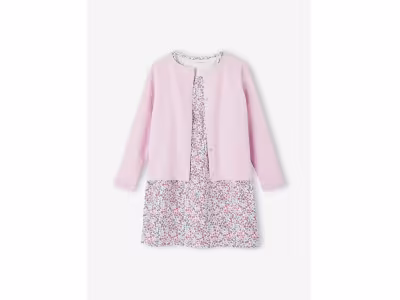 Vertbaudet Ensemble robe + cardigan fille - mauve