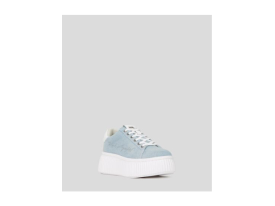 BASKET A SEMELLE COMPENSEE. DETAIL JEANS
