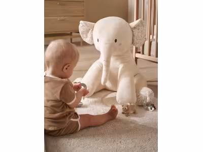 Grande peluche éléphant d'activités BABYLON - beige