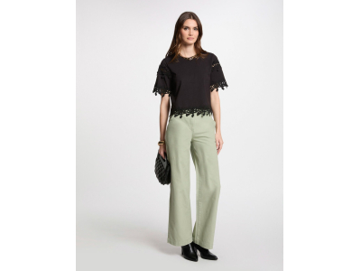 Jeans jambe large vert clair