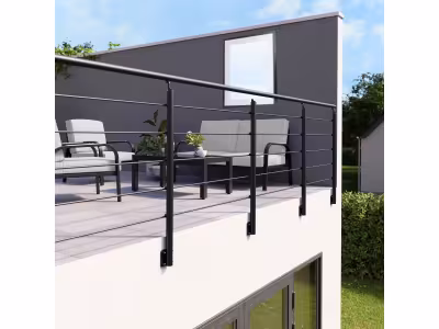 Pack balustrade latérale FORTIA horizontale aluminium noir