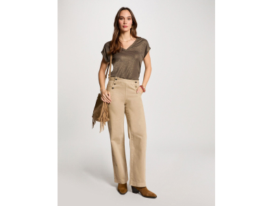 Pantalon large à pont marron clair