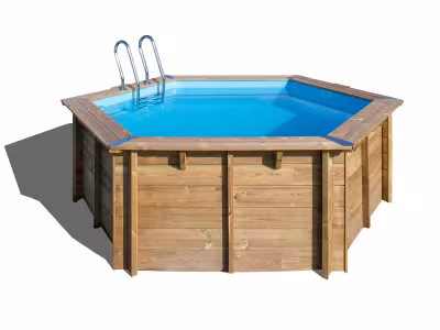 Piscine hors sol bois Vanille 2 Gré ronde ∅4 x H.1,19 m