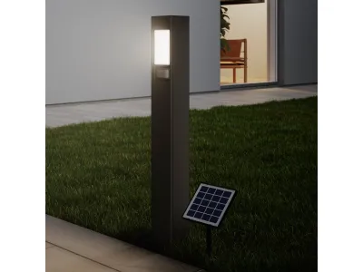 Potelet solaire LED intégré à détection Davern 800lm IP65 noir Goodhome