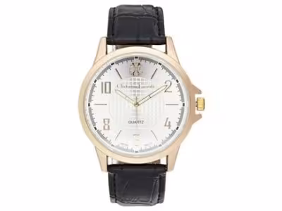  Montre - Polyuréthane noir & acier inoxydable doré - Homme