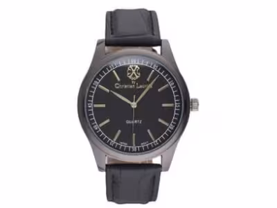 Montre à quartz en polyuréthane - Noir & doré - Homme