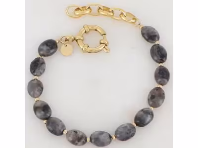 Bracelet en maille - Acier inoxydable doré & Labradorite