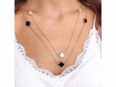 Collier avec trèfles nacrés - Laiton plaqué or