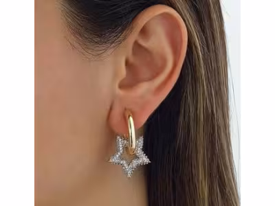 Boucles d'oreilles étoiles - Laiton plaqué or & zircons