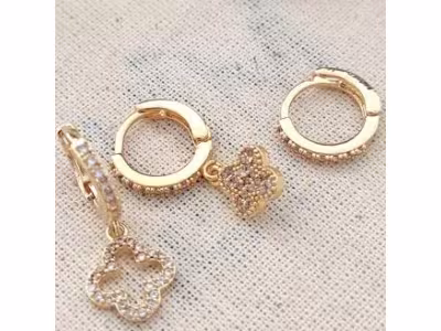 Trio de boucles d'oreilles - Laiton plaqué or & zircons