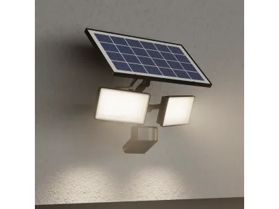 Projecteur solaire LED intégré à détection Davern 2x800lm IP65 noir GoodHome