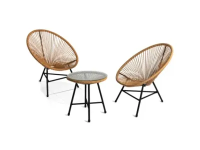  Table et 2 fauteuils oeuf