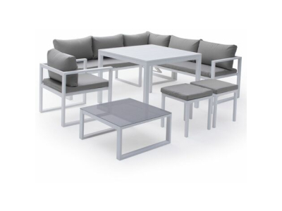 Salon de jardin modulable IBIZA en tissu gris 7 places