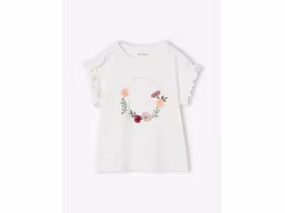 T-shirt cérémonie motif couronne de fleurs fille 