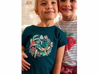Tee-shirt volanté motif à sequins fille 
