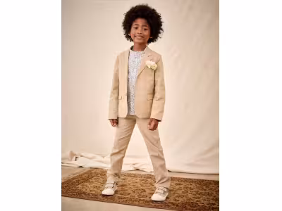 Veste de cérémonie garçon en coton/lin - beige