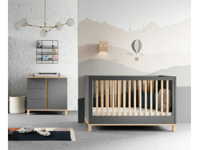 Chambre DUO ALTITUDE lit 70x140+commode Gris - VOX