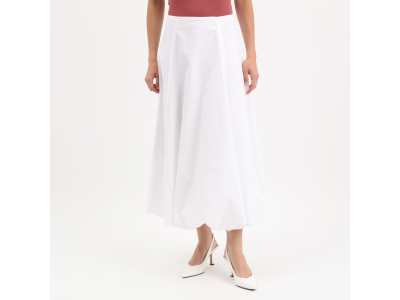 Jupe - coupe midi - 100% coton - blanc