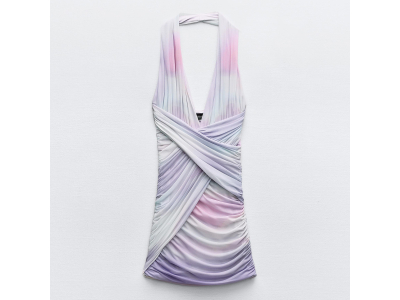Robe - coupe courte - imprimé - lilas