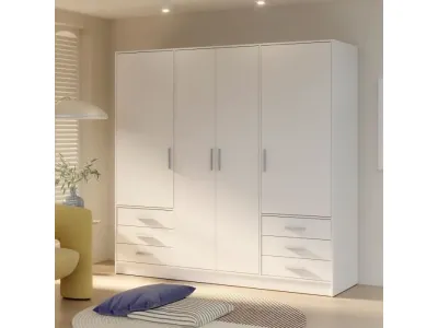 Armoire 4 portes battantes + 6 tiroirs