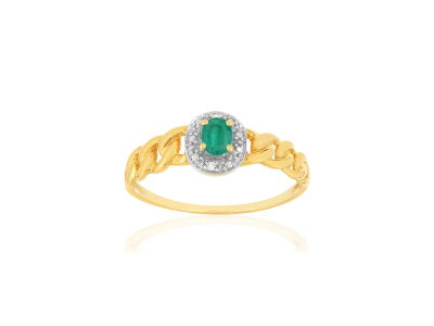 Bague or 375 2 tons, émeraude, diamants
