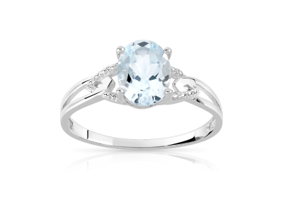 Bague or 750 blanc aigue marine ovale
